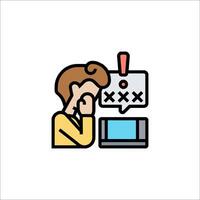 A woman is holding her head and looking at a computer screen vector