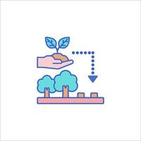 A hand is holding a plant and a tree is growing vector