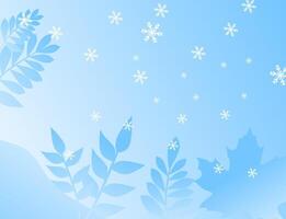 Winter background with snowflakes and leaves vector