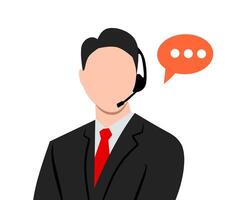 A man in a suit with a headset and a speech bubble vector