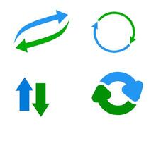 Four arrows and a recycle symbol on a white background vector