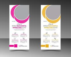 Rollup banner design with mockup template vector