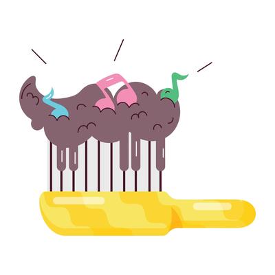A flat style sticker of musical toothbrush