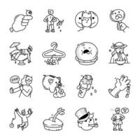 Set of Activities and Creative Objects Doodle Style Icons vector