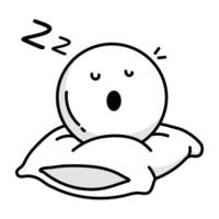Sketchy icon of sleeping pillow with cute emoji vector