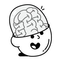 Human brain icon designed in doodle style vector