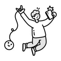 Hand drawn icon showing a person talking selfie from phone vector