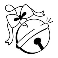 Doodle icon of a Christmas bell with a bow vector