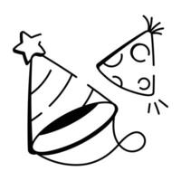 A hand drawn icon of party caps vector