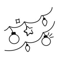 Doodle icon of a string of party lights with stars vector
