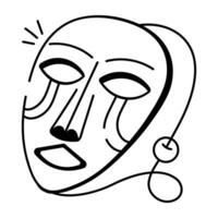 A hand drawn icon of a boho style native mask vector