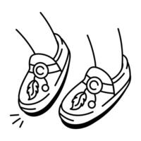 A doodle icon of a pair of boho shoe vector