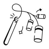 Doodle icon of firecrackers with a lit fuse and sparks vector
