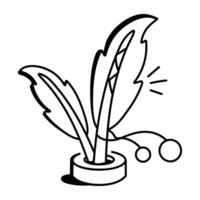A hand drawn icon of boho feathers stand vector