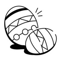 A doodle icon depicting stone painting of geometric patterns vector