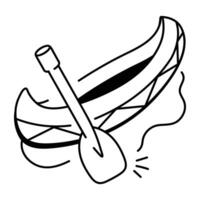 A sketchy icon of a canoe with an oar vector