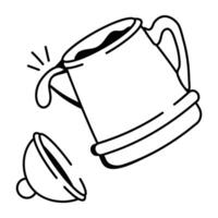 Teapot icon in hand drawn style vector
