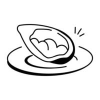 Oyster icon in doodle style vector