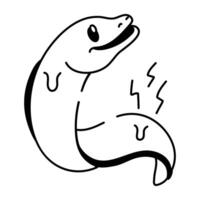 Eel icon in hand drawn style vector