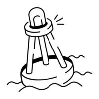Sea buoy icon in sketchy style vector