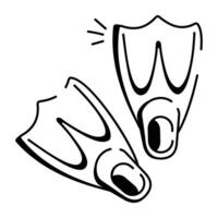 Fins icon in hand drawn style vector