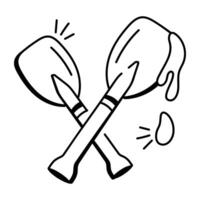 Oars icon in hand drawn style vector