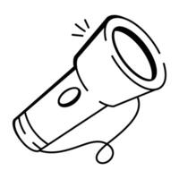 Flashlight icon in hand drawn style vector