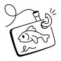 Fishing license icon in sketchy style vector