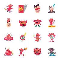 Bundle of Cartoon Style Evil Characters vector