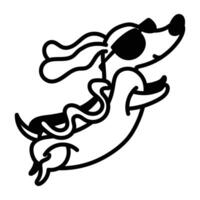 Hot dog icon in doodle style vector