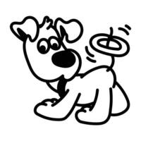 Cute dog icon in hand drawn style vector