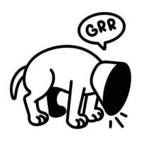 Dog stuck icon in doodle style vector