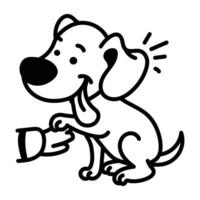 A hand drawn icon of a cute puppy vector