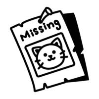 Missing cat sign icon in drawing style vector