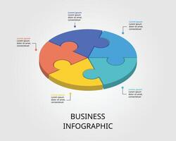 Jigsaw template with number for infographic for presentation for 5 element vector
