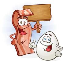 Bacon And Egg Breakfast Cartoon Characters vector