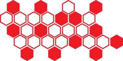 simple abstract red color honeycomb polygon pattern a wall of red and white blocks with a red background vector