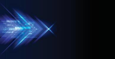 Blue technology arrow movement background. Light abstract speed. vector