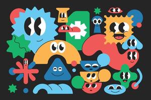 Geometric shape element. Funny and groovy cartoon character y2k style vector
