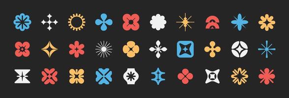Retro element collection. Y2k and brutalism shape. vector