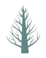 Winter tree silhouette. A tree without leaves is turquoise. Isolated illustration for your design. vector