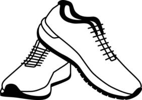 The Solid Outline Icon of stack Running Shoes vector