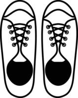the solid outline icon of Sneakers from top angle vector