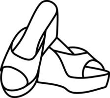 the outline icon of high heels wedges vector
