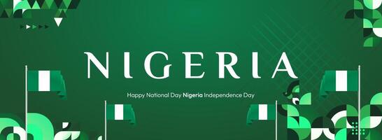 Modern Nigeria Independence Poster Design. A poster design template with geometric elements and the Nigerian flag colors, ideal for various National Day and Independence events. vector