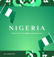 Nigeria National Day with clean and vibrant square banner, featuring a green gradient and geometric patterns that add energy to any celebration. vector