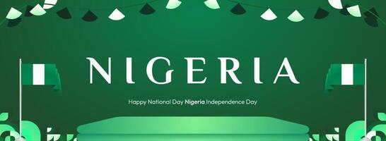 Nigeria Independence Celebration Event Banner. A banner template with modern and elegant geometric design, featuring the Nigerian flag, ideal for various events. vector