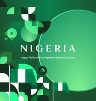 Happy National day Nigeria. Square banner features a green gradient and geometric elements, ideal for National Day celebrations with a modern twist vector