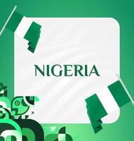 Independence celebration with elegant square banner design, featuring geometric elements and green color to depict Nigerian independence and strength. vector