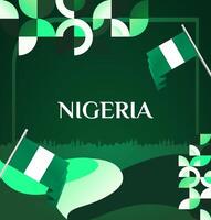 Geometric design with elegant green background, reflects Nigerian nationalism and pride on Independence Day. vector